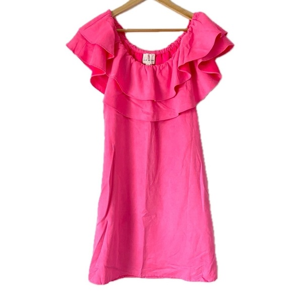 Julie Brown NYC Microsuede Convertible Dress Bright Pink Ruffle Women’s Size 2 - Picture 8 of 8